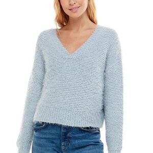 Ultra Flirt Juniors' Textured V-Neck Sweater